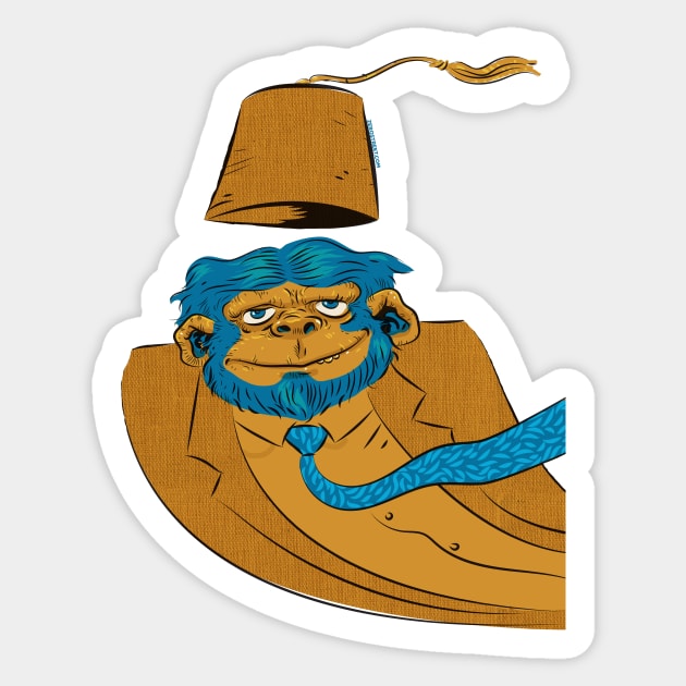 Jeff The Chimp Sticker by zerostreet